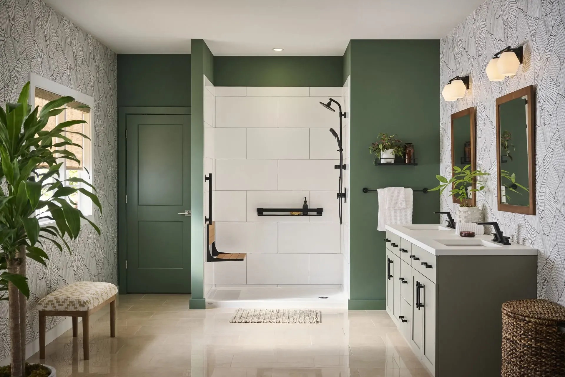 Shower with bench